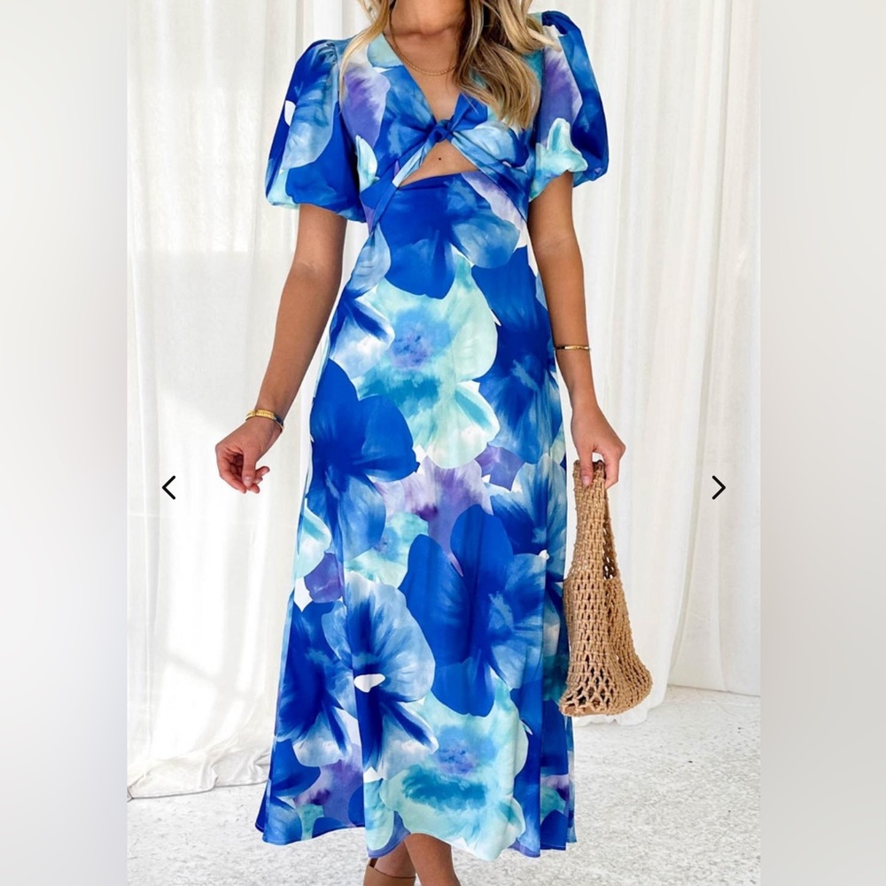 Floral Midi Dress Flowers Spring Summer